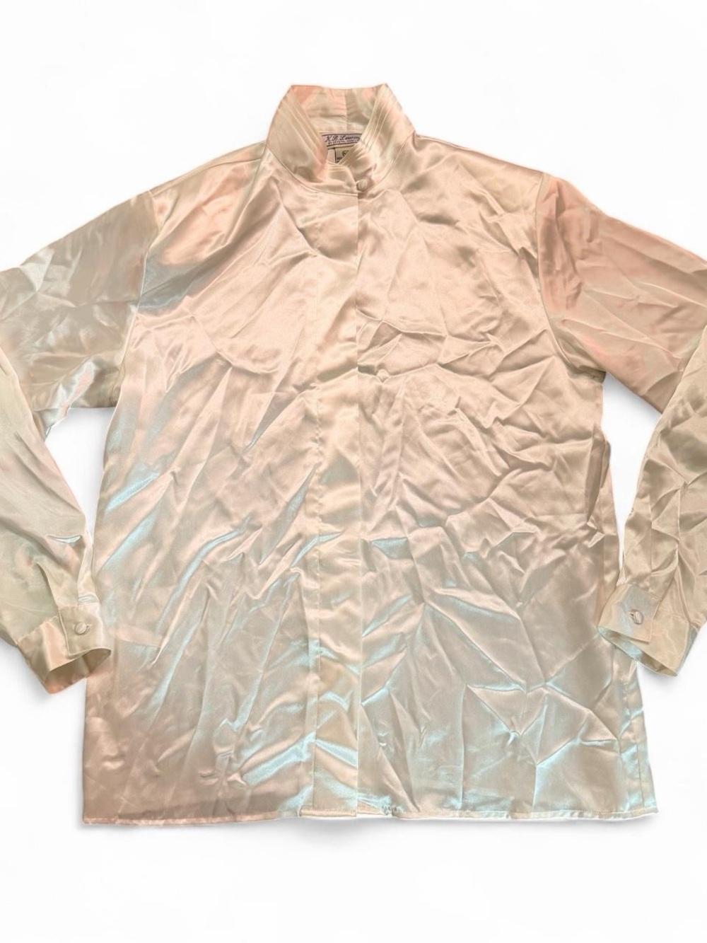 Elegant Ivory Satin Mandarin-Collar Blouse